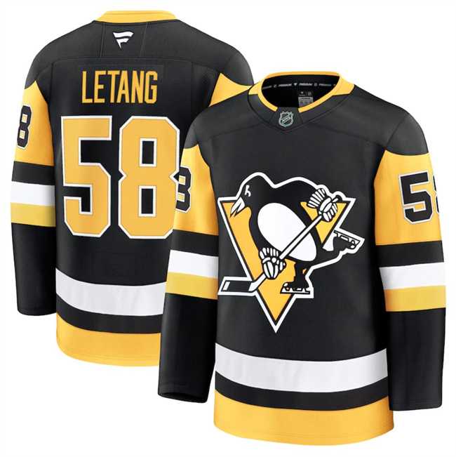Mens Pittsburgh Penguins #58 Kris Letang Black 2024-25 Home Stitched Hockey Jersey Dzhi->pittsburgh penguins->NHL Jersey